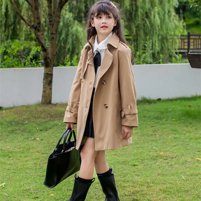 Пальто для девочек ветрозащитная куртка хлопковая верхняя одежда весна-осень 2023