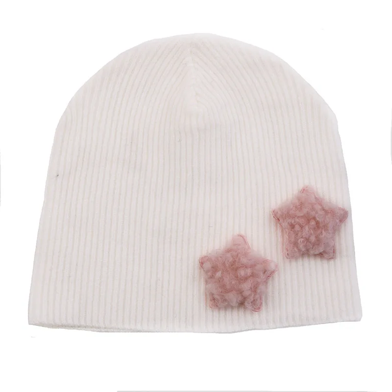 Мягкая ребристая шапка для маленьких мальчиков со звездами Вязаная Шапка-бини