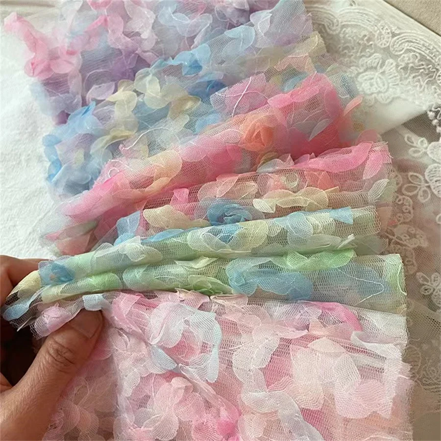 Градиентная цветная лента из органзы для рукоделия