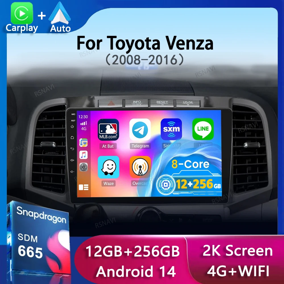 Android 14 Carplay авто радио для Toyota Venza 2008-2016 DSP мультимедийный видеоплеер стерео Navi GPS