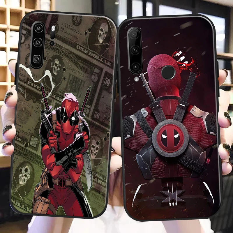 

Marvel Deadpool For Huawei P50 P40 P30 P20 Pro Lite 5G P Smart Z 2019 Phone Case Shockproof Cover TPU Black Liquid Silicon