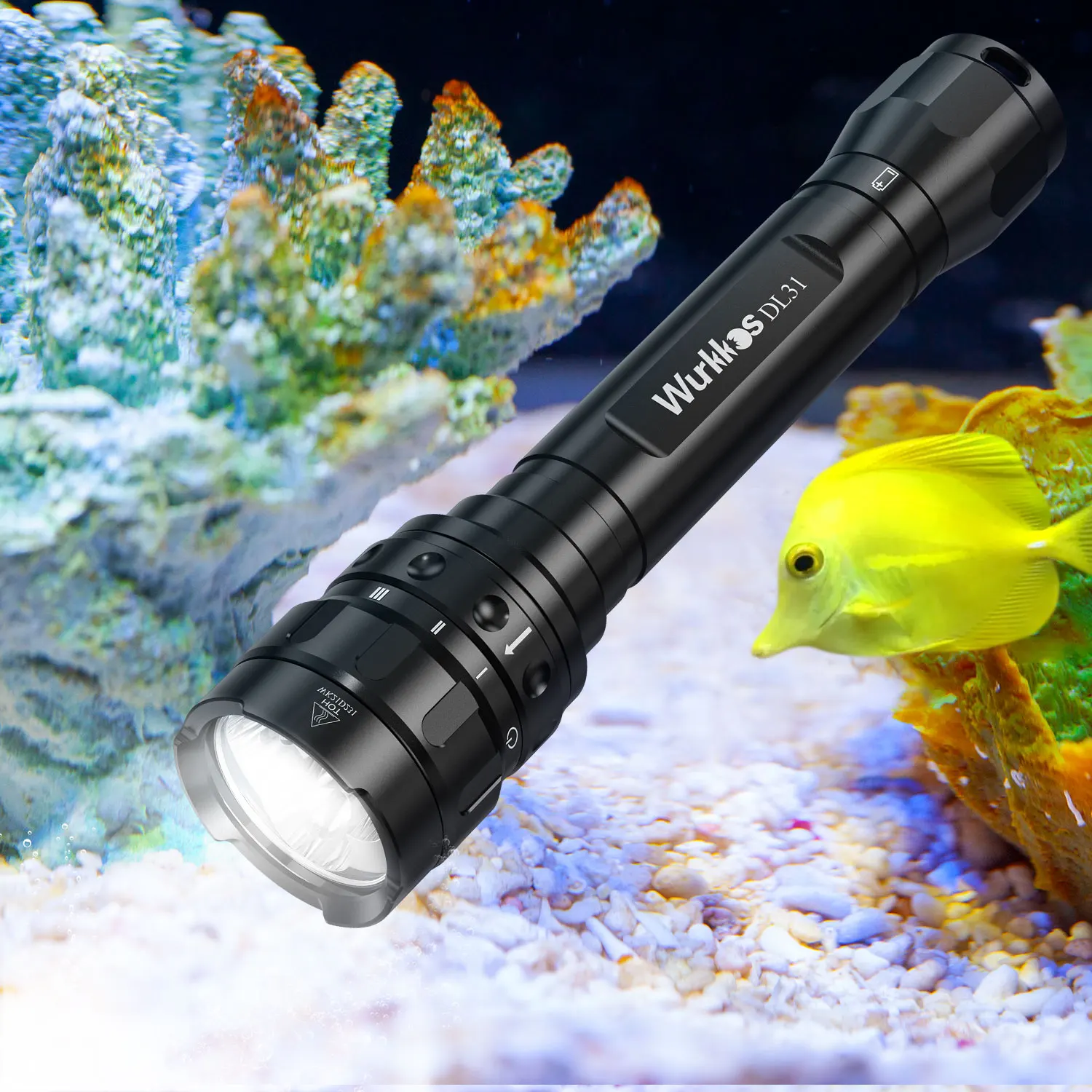 

Wurkkos DL31 Diving Flashlight 3800 LM IPX8 Waterproof Underwater Dive 3* Cree XPL2 LED 5300-5700K with magnetic control ring