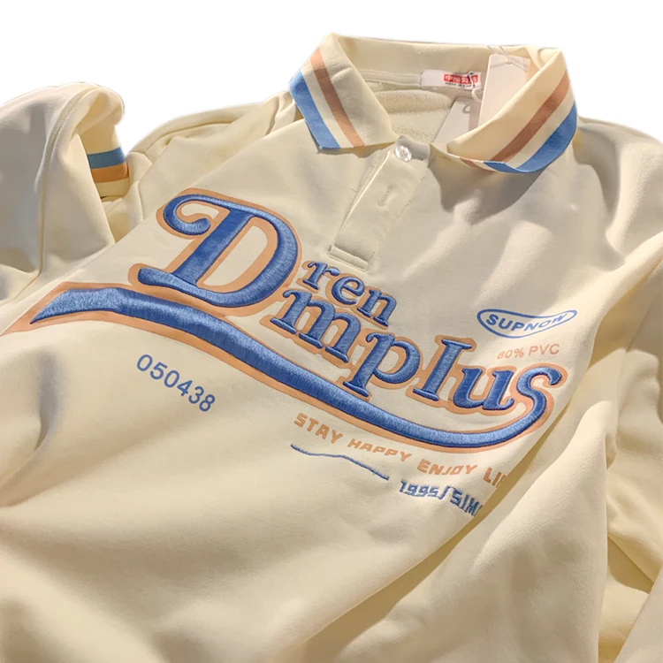 Embroidered Turn Down Collar Polo Shirt Mens