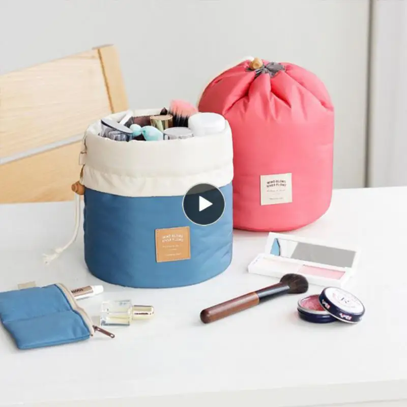 

Женская косметичка на шнурке, вместительный дорожный органайзер для хранения косметики, портативная Водонепроницаемая сумочка-цилиндр для туалетных принадлежностей