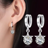 star silver earrings girls korean temperament tassel earrings women party jewelry water drop zircon earrings