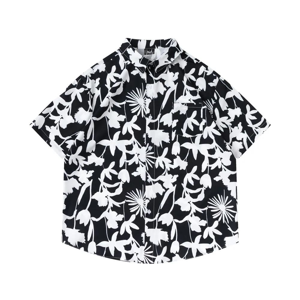 

OSCN7 Casual Printed Short Sleeve Shirt Men Street 2022 Hawaii Beach Oversize Women Fashion Harujuku Shirts for Men D2317