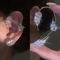 korean leaves feather ear clip without piercing women sparkling zircon butterfly flower snowflake ear cuff earring party jewelry