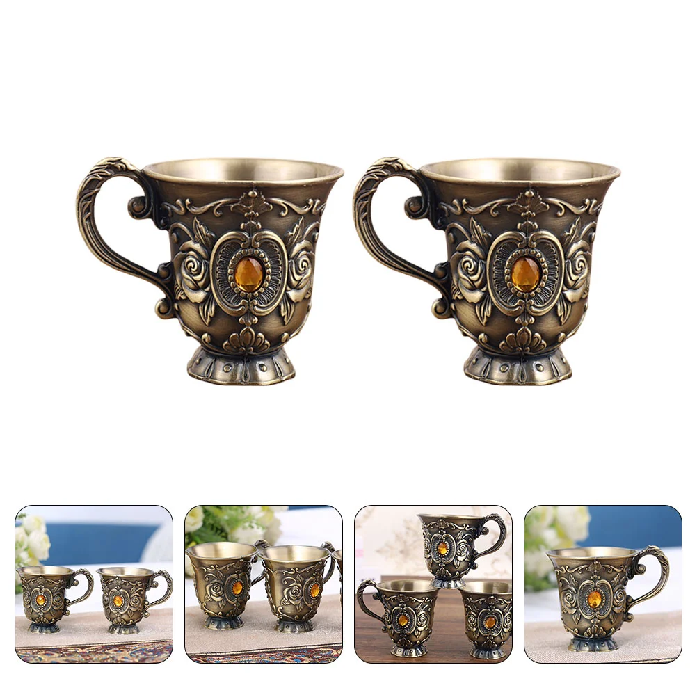 

2 Pcs Vintage Whiskey Shot Glass Hand-Embossed Goblet Mini Glass