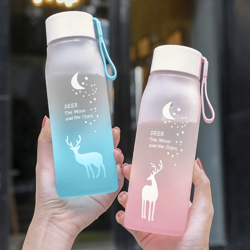 500ml Sports Water Bottle Plastic Gradient Frosted Portable Drinking Cup Leakproof Drop-proof Shaker Mug for Outdoor - купить по