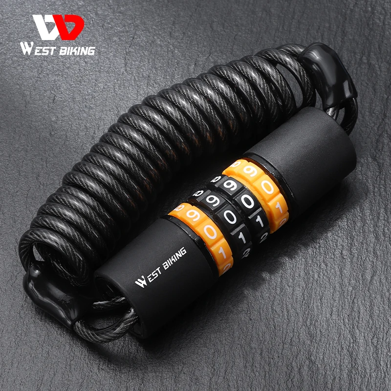 

WEST BIKING Bicycle Helmet Lock Portable Combination Wire Lock Anti-theft Bike Lock Scooter Motocycle Helmet Cycling Bag Lock