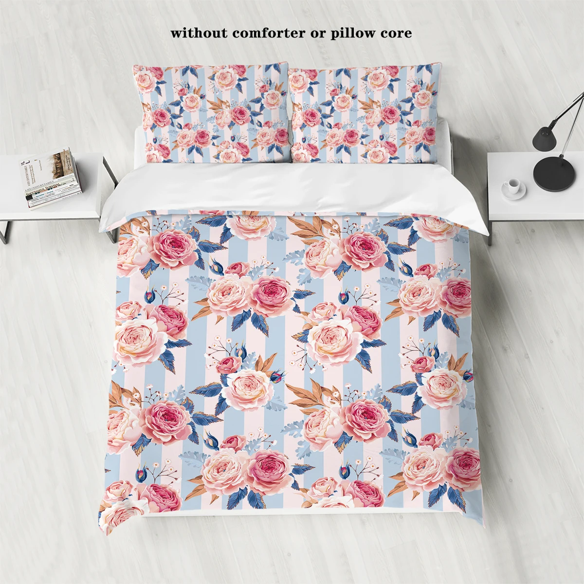 Пододеяльник с цветочным принтом 3 предмета (1 пододеяльник + 2 наволочки без