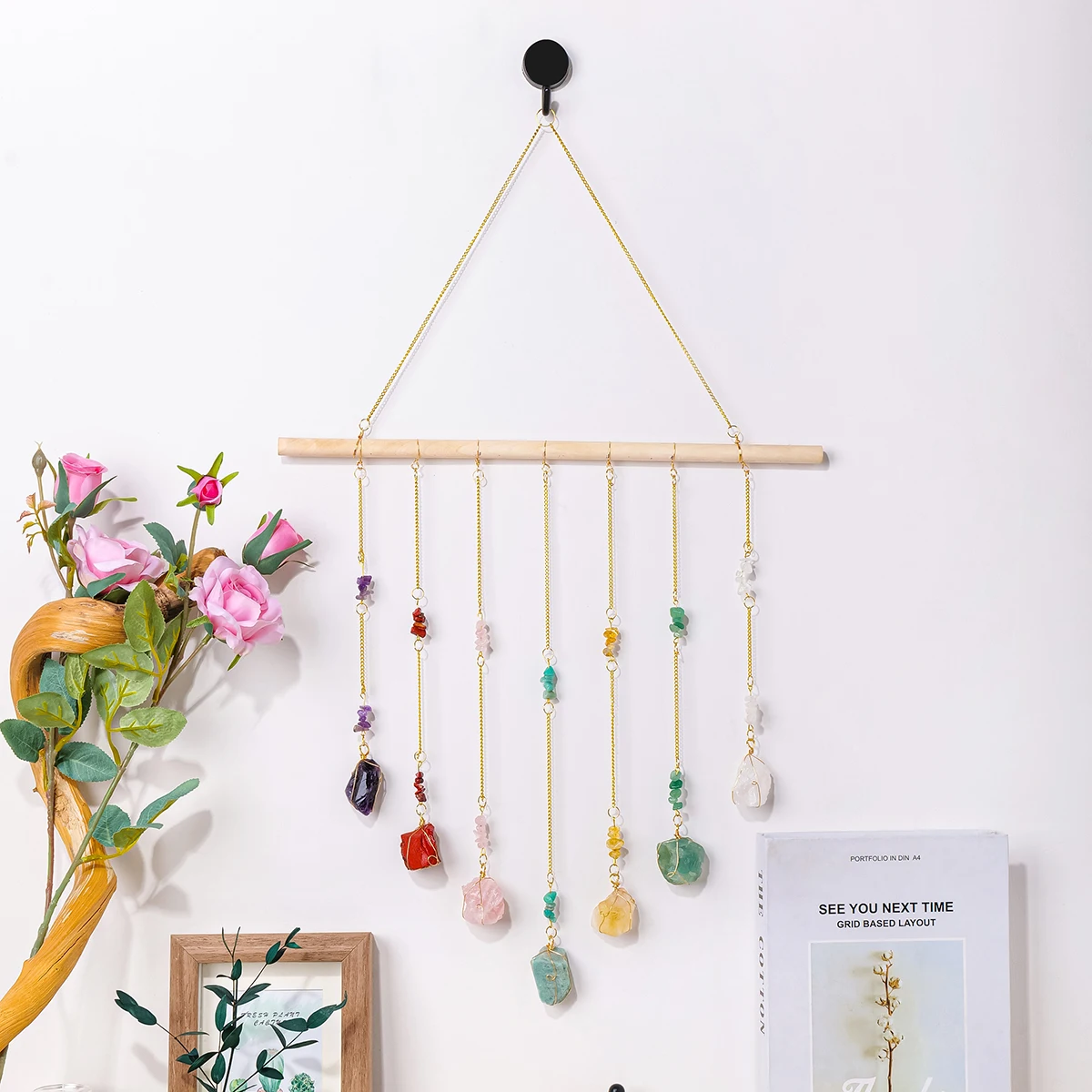 Подвеска из натурального хрусталя необработанный камень с подвеской ветра