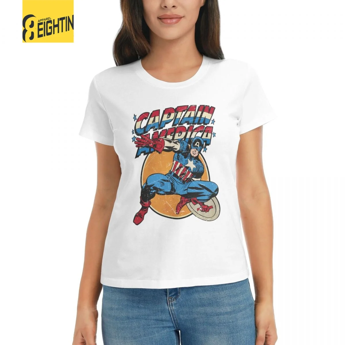 

Футболка женская с коротким рукавом и круглым вырезом, из хлопка