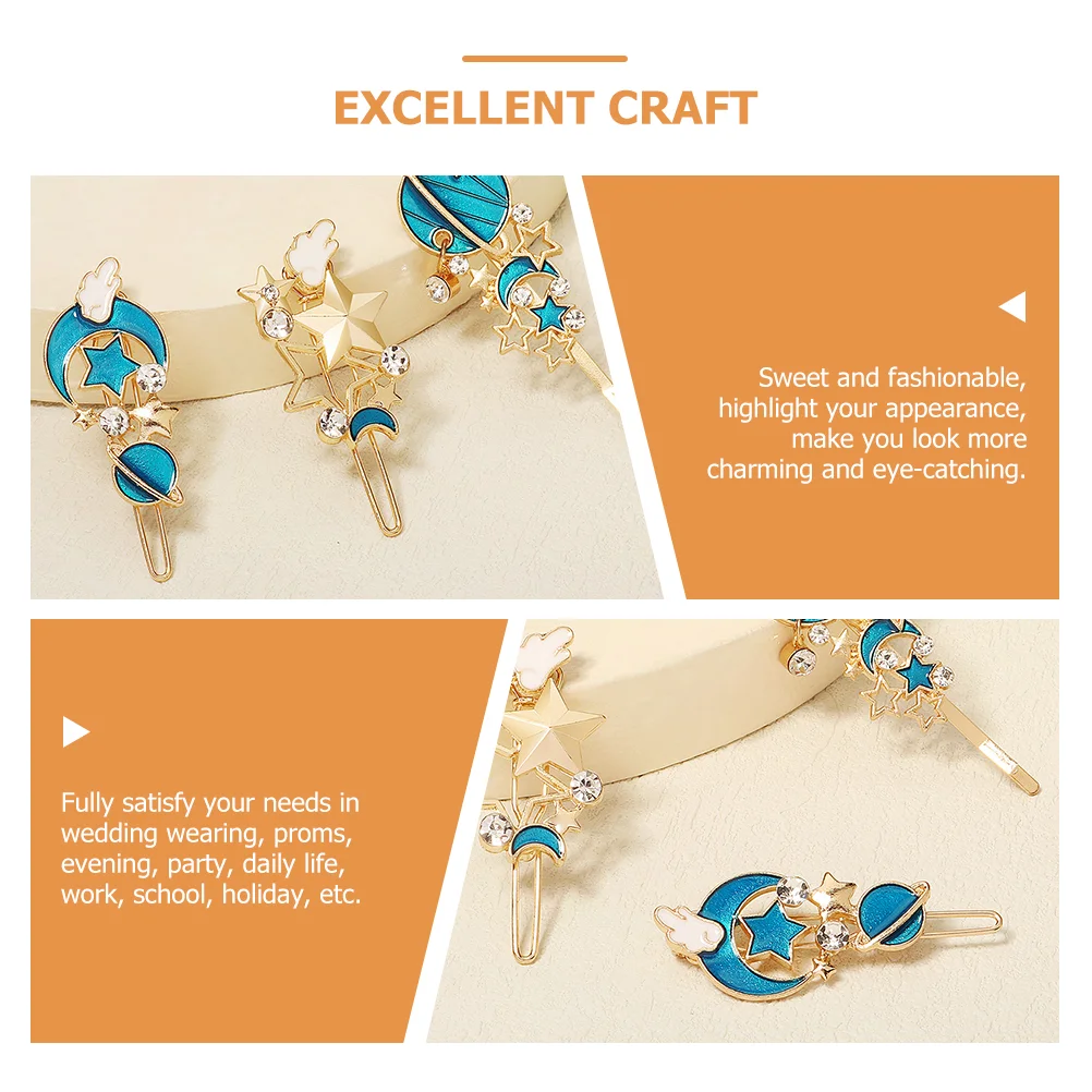 3 шт. золотые аксессуары для волос заколка боковой челки женщин заколки девочек