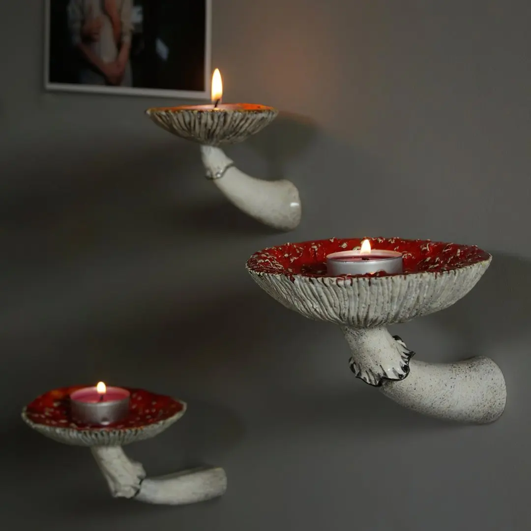 

Mushroom Hanging Shelf Wall Hanging Decoration Bathroom Light Holder Vintage Home Ornament In Stock