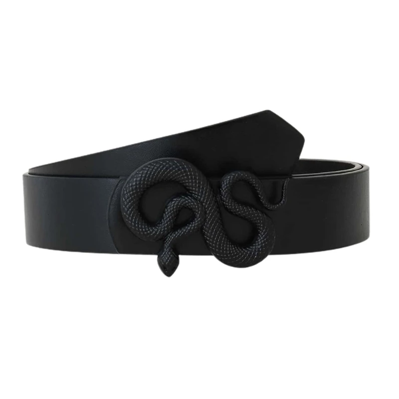 

Women Fashion Snake Buckle Waist Strap Black Color Belt All-match Coat Dress Ladies Thin Harajuku Formal Waistband