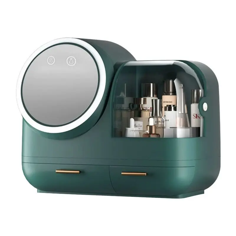 

3colors LED Mirror Cosmetic Makeup Storage Box Jewelry Mask Lipstick Container Skincare Drawer Beauty Gifts Make Up Organizer