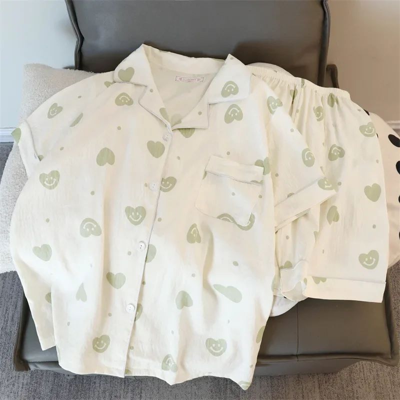 Летние женские пижамные комплекты костюм с шортами и коротким рукавом для