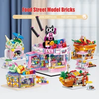building blocks toy city street view coffee ice cream shop sushi shop moc model brick childrens educational toys holiday gift