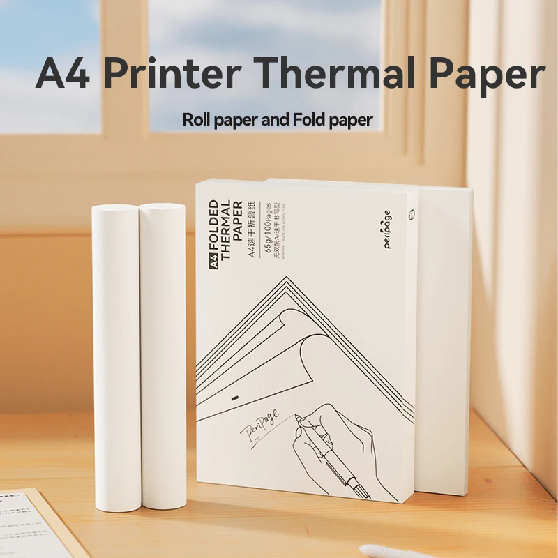 PeriPage Original Thermal Paper A4 210mm Thermal Fax Machine Paper Long Storage Roll and Fold Paper Quick Dry for A40 Printer
