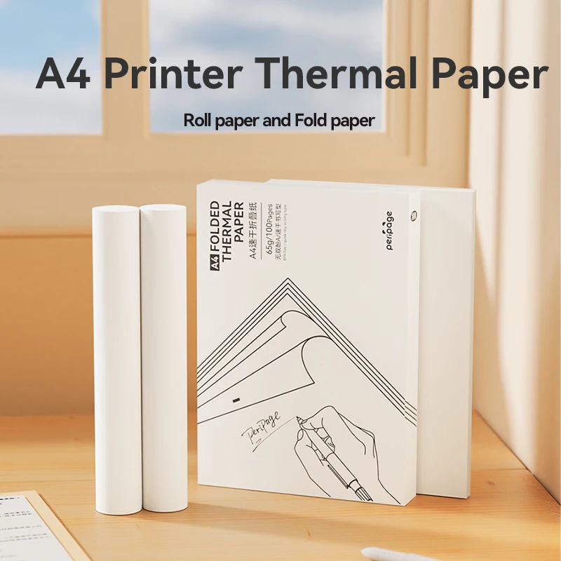

PeriPage Original Thermal Paper A4 210mm Thermal Fax Machine Paper Long Storage Roll and Fold Paper Quick Dry for A40 Printer