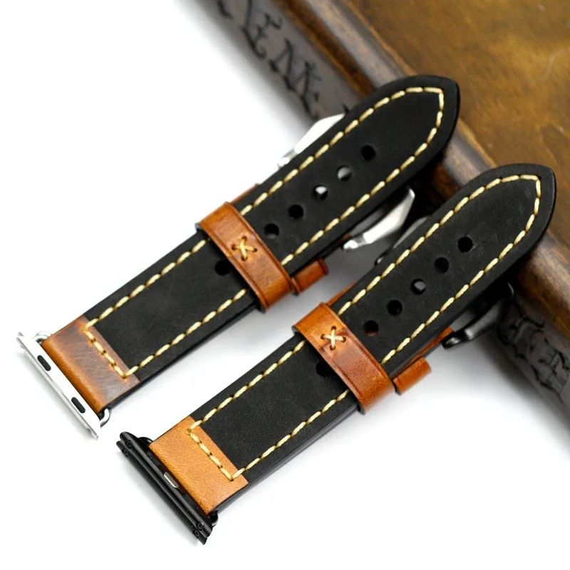 Strap for Apple watch band 45mm 41mm 44mm 40mm High quality Genuine leather correa bracelet 42mm 38mm Aple iwatch 7 6 5 4 3 SE