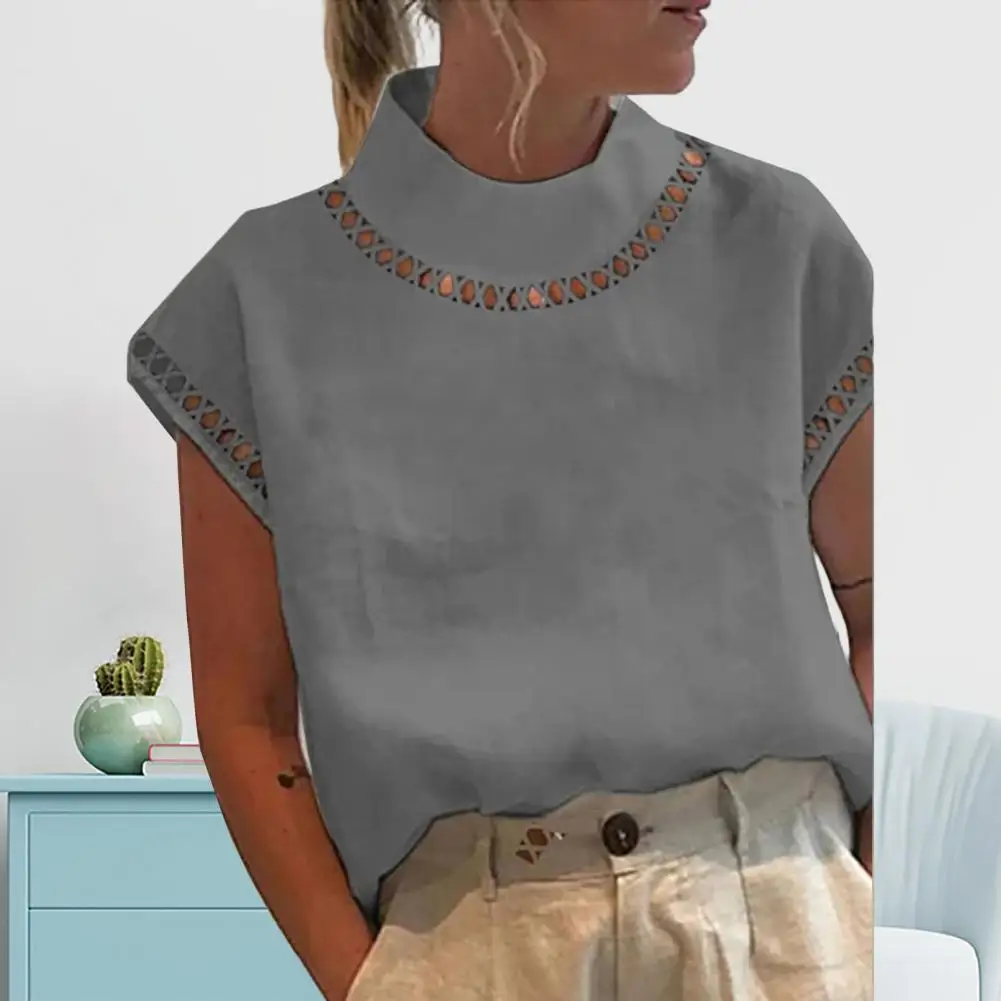 

Women T-shirt Hollow Out Tee Shirt Summer Casual Pullover T-shirt