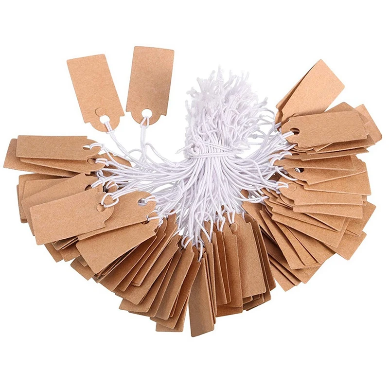 

1000Pcs Marking Tag Price Tags Writable Blank Price Labels Display Tags With Elastic Hanging String, 1.02 X 0.59 Inch