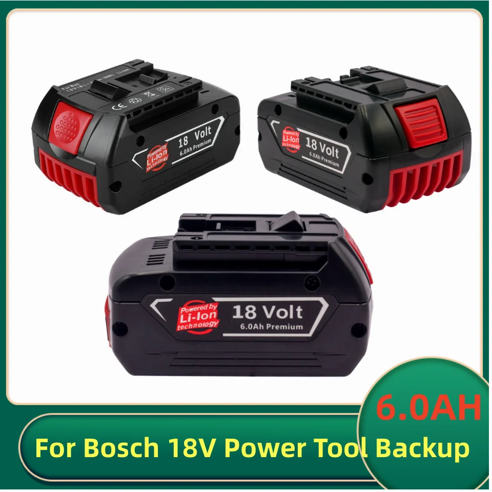 

Aleaivy 18V 6.0A Rechargeable Li-Ion Battery For Bosch 18V Power Tool Backup 6000mah Portable Replacement BAT609 Indicator Light