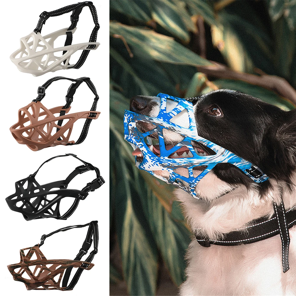 

Strong Dog Muzzle Soft TPR Dogs Mouth Cover with Adjustable Strap Anti-biting Breathable Basket Muzzles for Medium Large Dogs