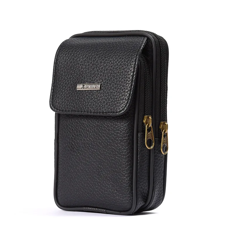 

Fashion On The Belt Multi-function Phone Coin Card Unisex Travel Bag PU Leather Outdoor Waist Bag Wear-resistant