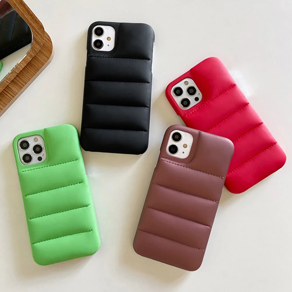luxury down jacket phone case for iphone 13 case the puffer soft silicone cover iphone 12 11 pro max xr x xs 7 8 plus back cases free global shipping