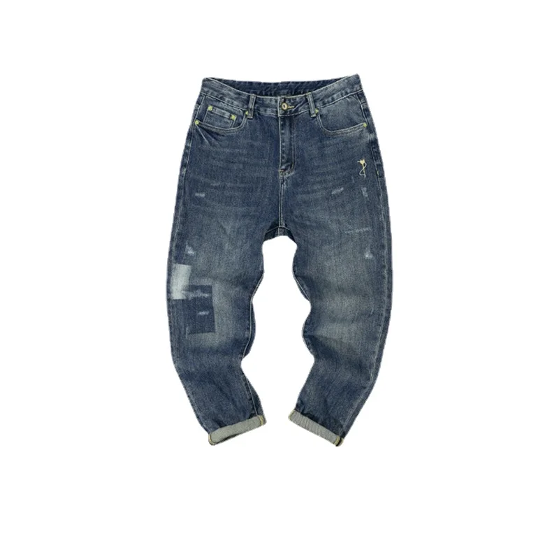 DEEPTOWN Vintage Distressed Jeans Men Classic Loose Casual Denim Trousers Male Streetwear Pants Men's Joggers Korean Hip Hop