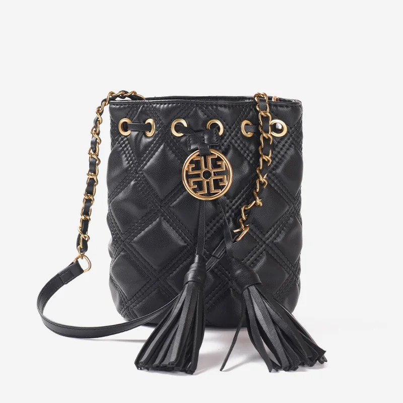 

2023 New Women's Small Ball Chain Shoulder Strap Single Shoulder Cow Leather Bag Fashion Genuine Leather Mobile Phone Chain Bag