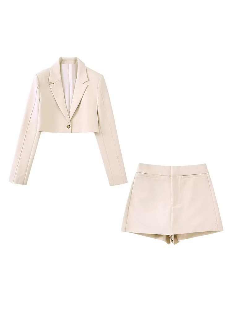 

Women 2022 Autumn New sweet Fashion Short Blazer Coat Vintage leisure Long Sleeve Female Outerwear Chic Femme