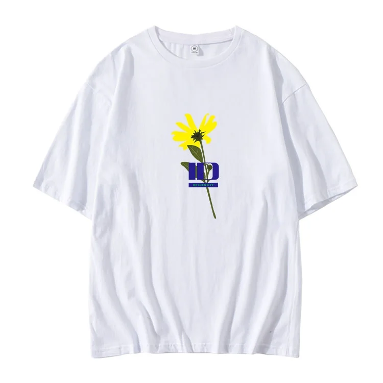 

2022 New IKON B.I Album ID Same Printing O Neck Dropped Shoulder Sleeve T-shirt for Summer Kpop Unisex Fashion Loose T-shirt