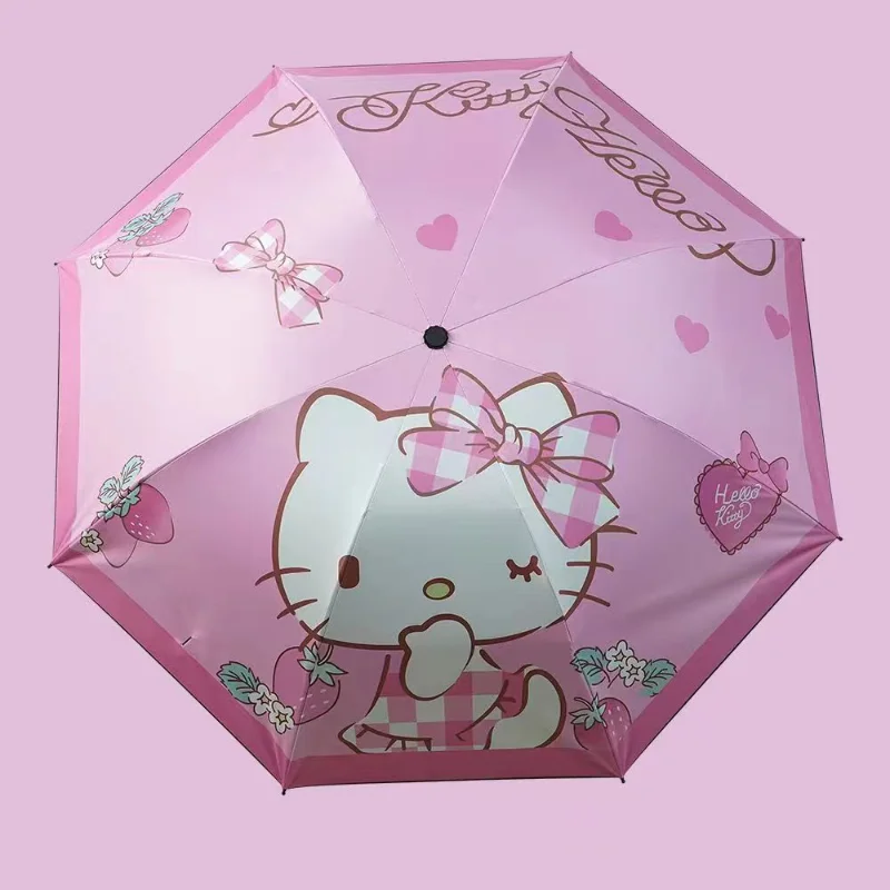 

Kawaii Sanrio Kuromi Cinnamoroll Hello Kitty Anime Manual Umbrella Folding Rain Gear Sunshade High Beauty Cartoon Umbrella Gift