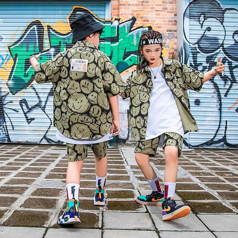 

Детский костюм для уличного танца 61, рубашка с коротким рукавом в стиле хип-хоп для мальчиков, костюм для выступлений, лето 2021