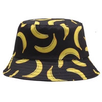 banana print double sided for men women foldable summer fashion couple panama caps sunshade bob hip hop fisherman hat bone 2022