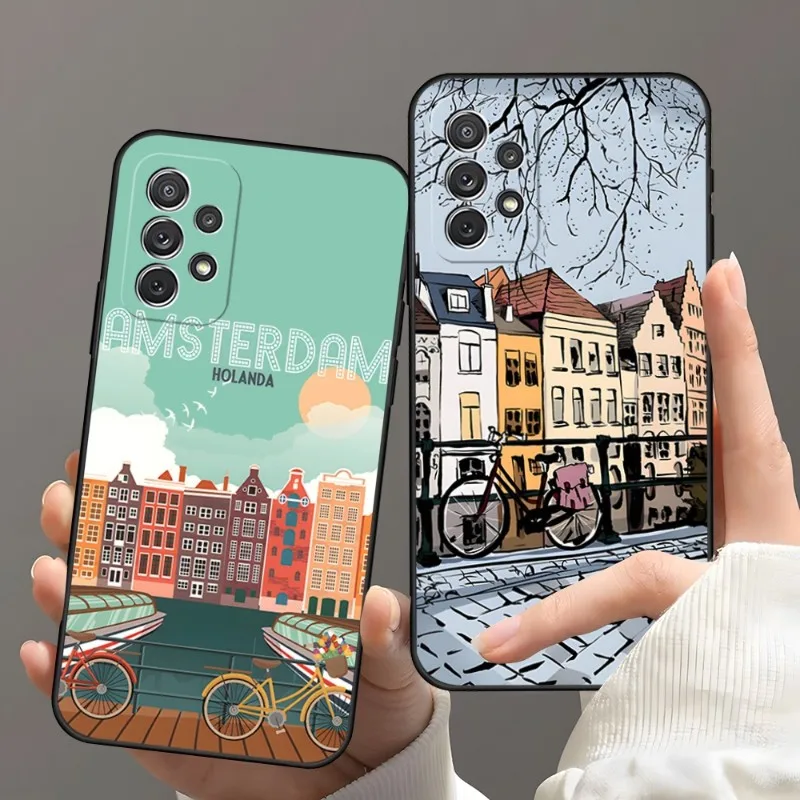 

Amsterdam City Poster Phone Case For Samsung S22 S23 S30 S21 S20 S9 S10 S8 S7 S6 Pro Plus Edge Ultra Fe Lite Silicone Soft Coque