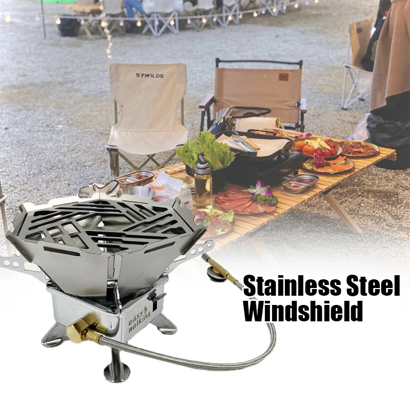 

Outdoor Gas Stove Windproof Screen Multifunctional Card Type Wind Shield Stainless Steel Detachable Pot Rack Camping Accessories