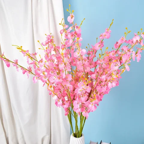 5 вилок, танцующая Орхидея, искусственный цветок, свадебная композиция для отеля, фалаенопсис, украшение для дома, искусственный цветок, Шелковый цветок