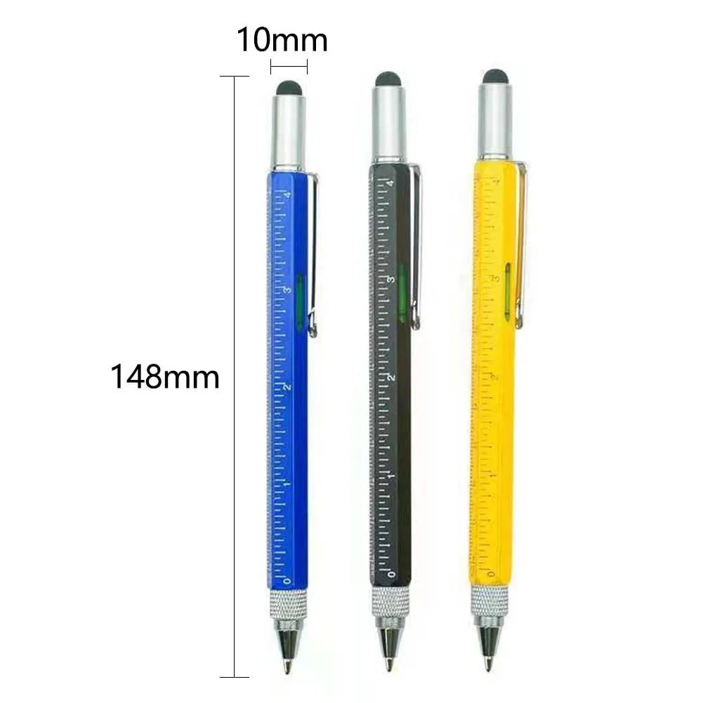 

Multifunctional Tool Pen Spirit Level Scale Touch Screen 6in1 Metal Ballpoint Pen For Construction Engineers Carpenters Handymen