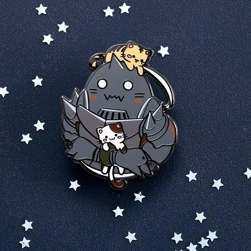 Hot Anime Fullmetal Alchemist Figure Alphonse Elric Q-Version Cute Alloy Brooch Cosplay Decoration Bag Jewelry Accessories Toys