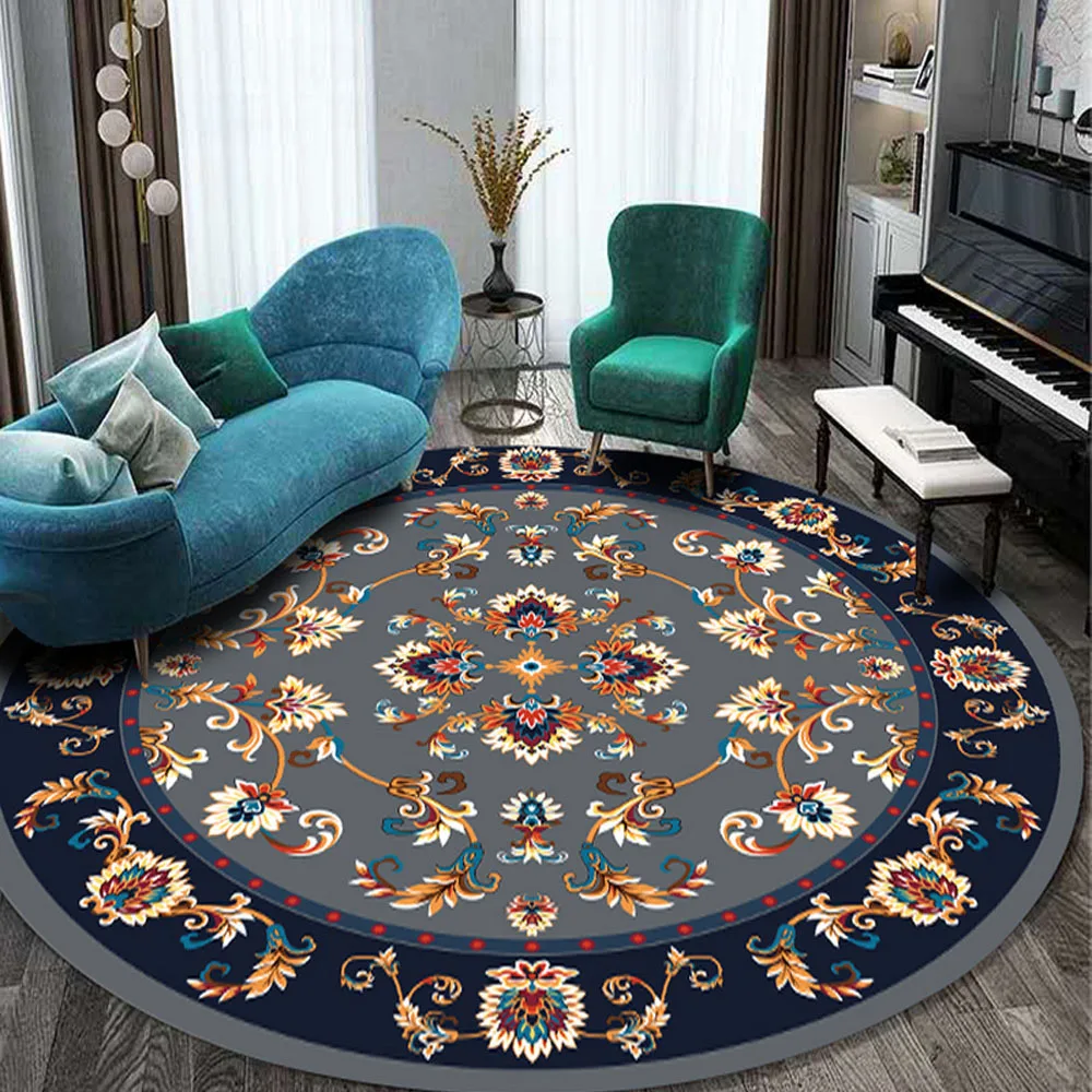 

American Retro Round Carpet Living Room Bedroom Bedside Carpet Nordic Minimalist Turkish Style Washable Carpet Living Room Rugs