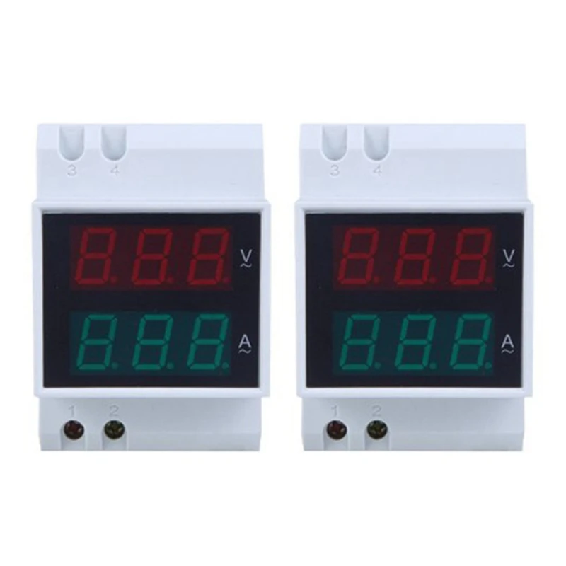 

2X Digital Din-Rail LED Voltage Ammeter Current Meter Voltmeter AC80-300V 0.2-99.9A Dual Display