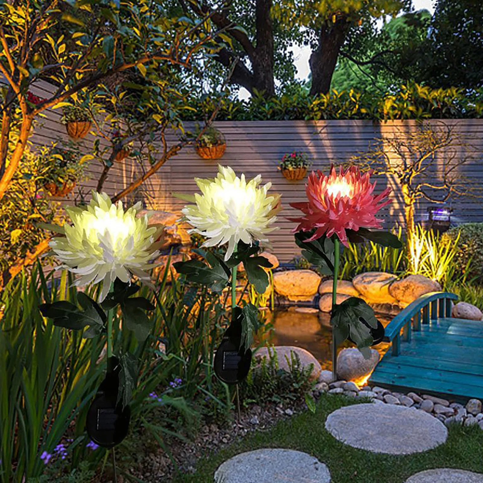 

1Pcs Chrysanthemum Solar Light LED Lamp Outdoor Garden Simulation Flower Lawn Light Plug-In Garden Land Lamp Light Garden Decor