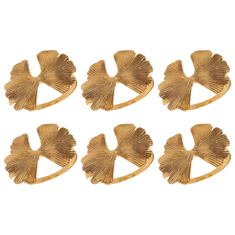 

6Pcs/Lot Retro Ginkgo Leaf Napkin Buckle Napkin Ring, Suitable For Dinner Decoration Of Wedding Hotel Banquet Table