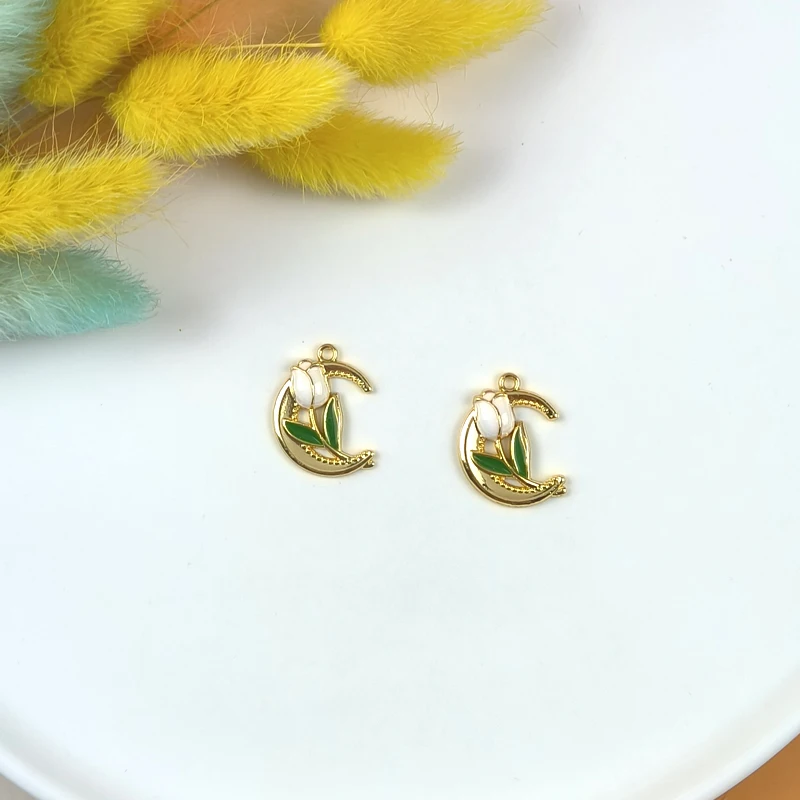 10 шт. эмалированные подвески-тюльпаны 4 цвета