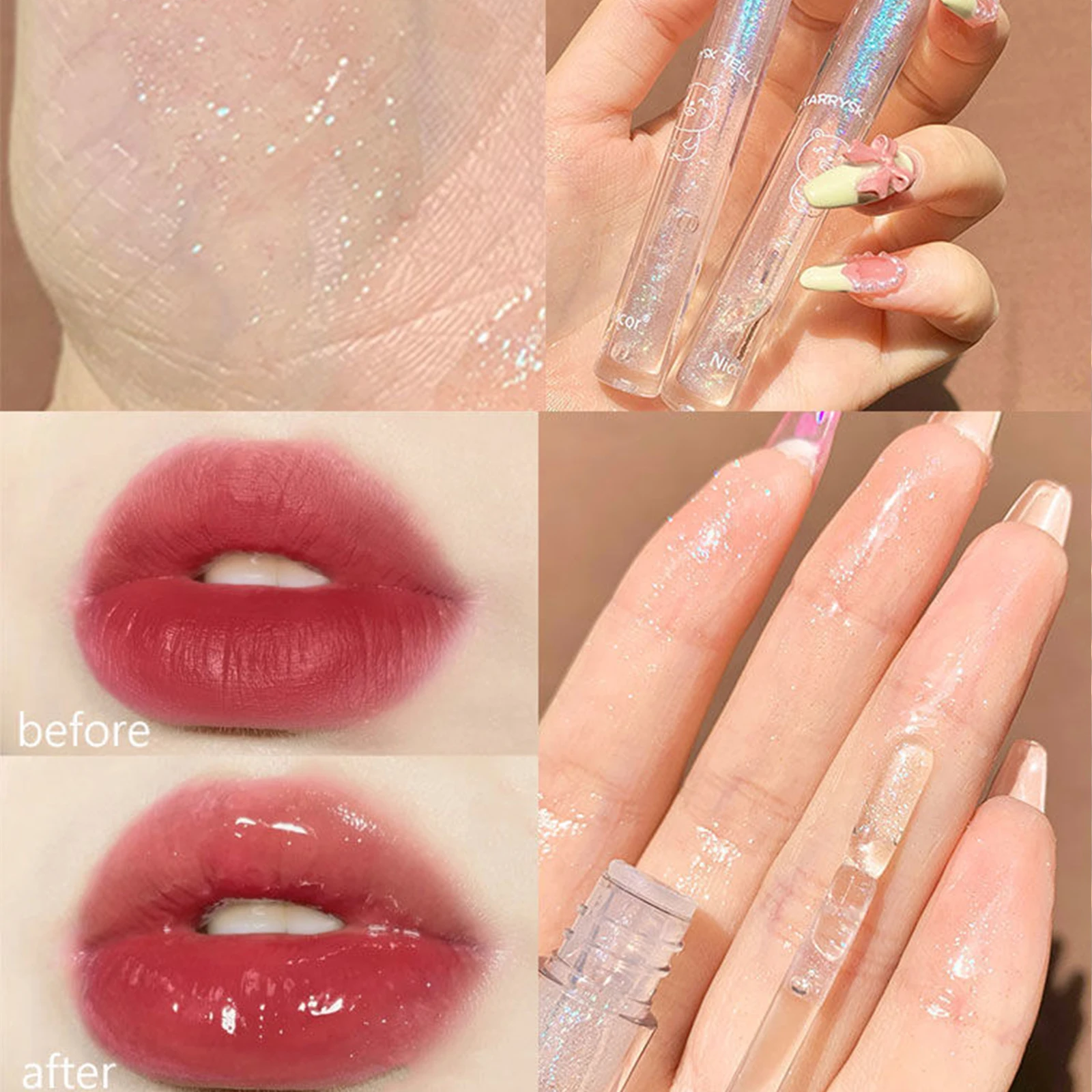 

Mirror Glossy Transparent Lip Gloss Clear Lipgloss Moisturizer Shiny Crystal Jelly Lipstick Reduce Lip Lines Makeup Cosmetics